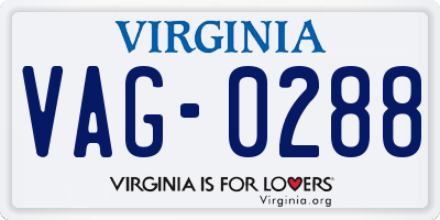 VA license plate VAG0288