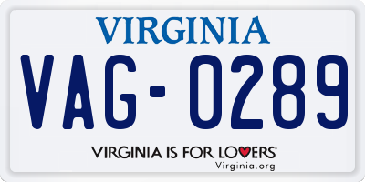 VA license plate VAG0289