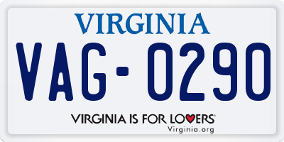 VA license plate VAG0290