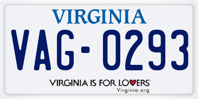 VA license plate VAG0293