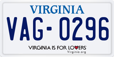 VA license plate VAG0296
