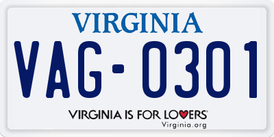 VA license plate VAG0301