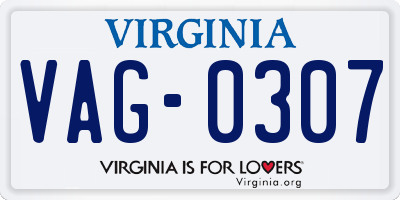 VA license plate VAG0307