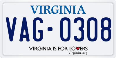 VA license plate VAG0308
