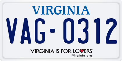 VA license plate VAG0312