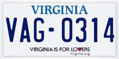 VA license plate VAG0314
