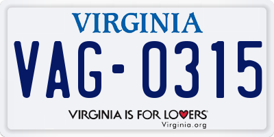 VA license plate VAG0315