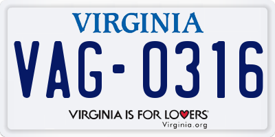 VA license plate VAG0316