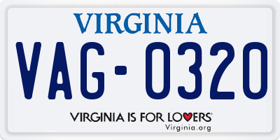 VA license plate VAG0320