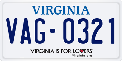 VA license plate VAG0321