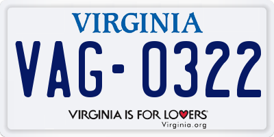 VA license plate VAG0322