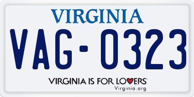 VA license plate VAG0323