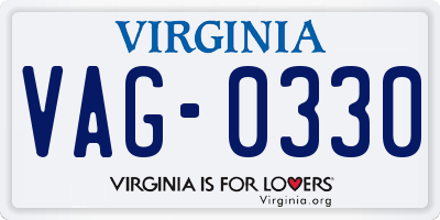 VA license plate VAG0330