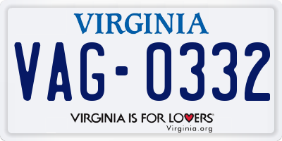 VA license plate VAG0332