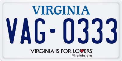 VA license plate VAG0333