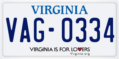 VA license plate VAG0334