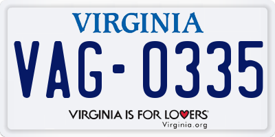 VA license plate VAG0335