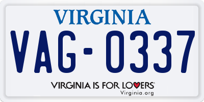 VA license plate VAG0337