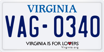 VA license plate VAG0340
