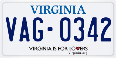 VA license plate VAG0342