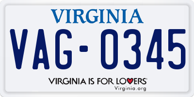 VA license plate VAG0345