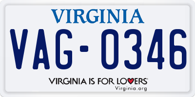 VA license plate VAG0346