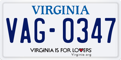 VA license plate VAG0347