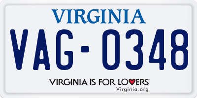 VA license plate VAG0348