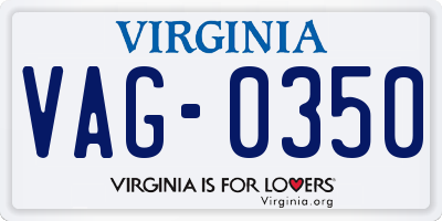 VA license plate VAG0350