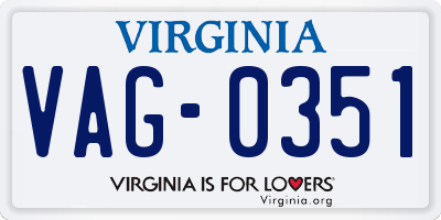 VA license plate VAG0351