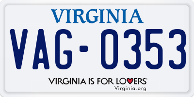 VA license plate VAG0353