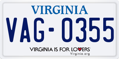 VA license plate VAG0355