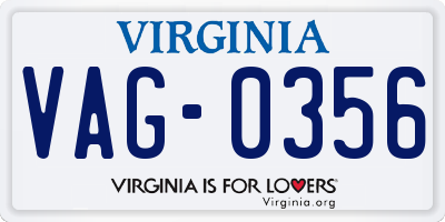 VA license plate VAG0356