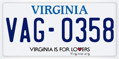 VA license plate VAG0358
