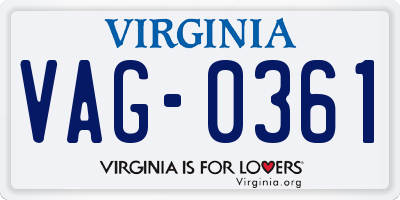 VA license plate VAG0361