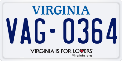 VA license plate VAG0364