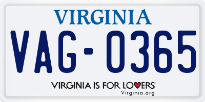 VA license plate VAG0365