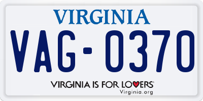 VA license plate VAG0370