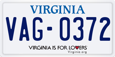 VA license plate VAG0372