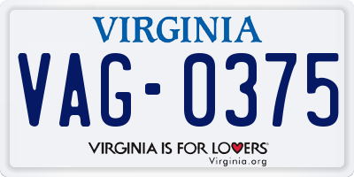 VA license plate VAG0375