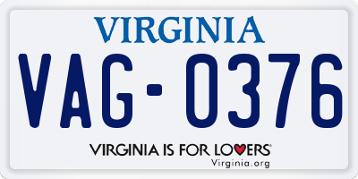 VA license plate VAG0376