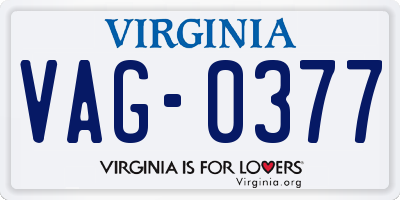 VA license plate VAG0377