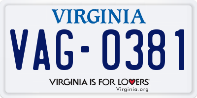 VA license plate VAG0381