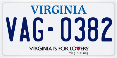 VA license plate VAG0382