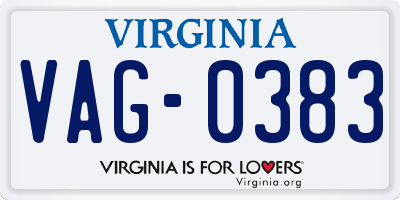 VA license plate VAG0383