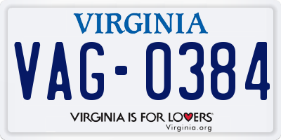 VA license plate VAG0384