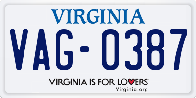 VA license plate VAG0387