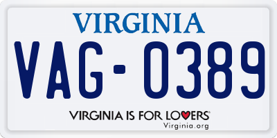 VA license plate VAG0389