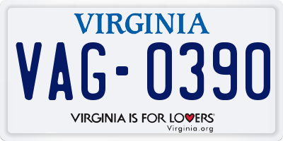 VA license plate VAG0390