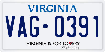 VA license plate VAG0391